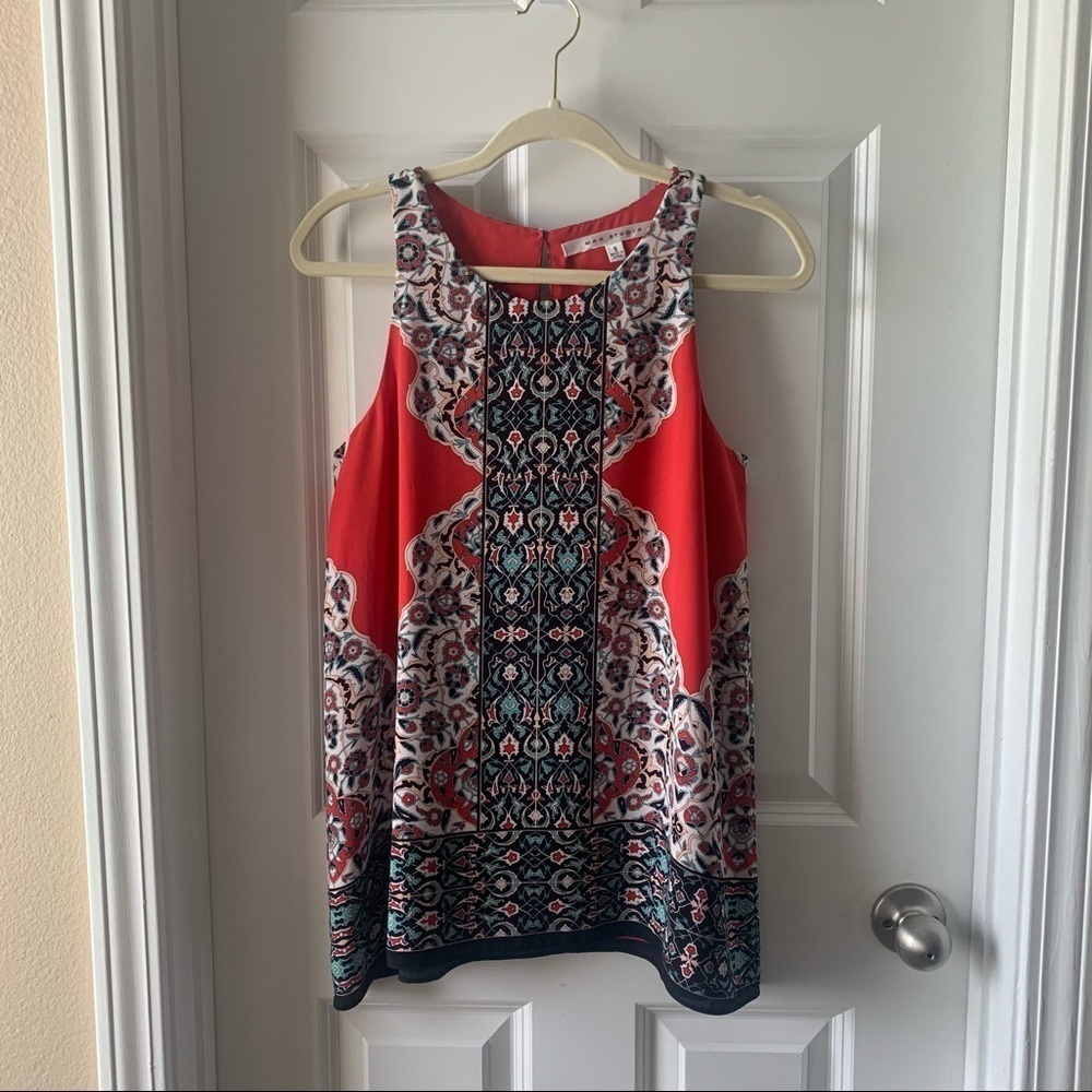 Max Studio red boho print top